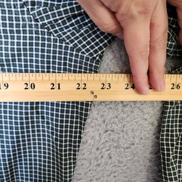 Banana Republic Green Mini Check Gingham Long Sleeve Button Down Shirt Size L - Picture 9 of 15